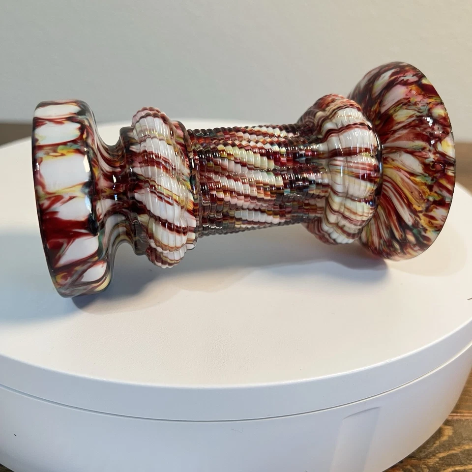 Bohemian Czech Franz Welz Art Glass Tutti Fruitti Spatter Cased Vase - Image 4 of 4