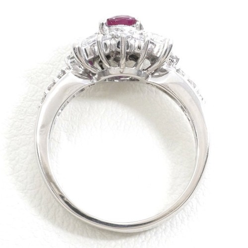 Platinum 900 ring 10.5 size Ruby 0.72 Diamond About7.1g Free shipping Used - Picture 3 of 9