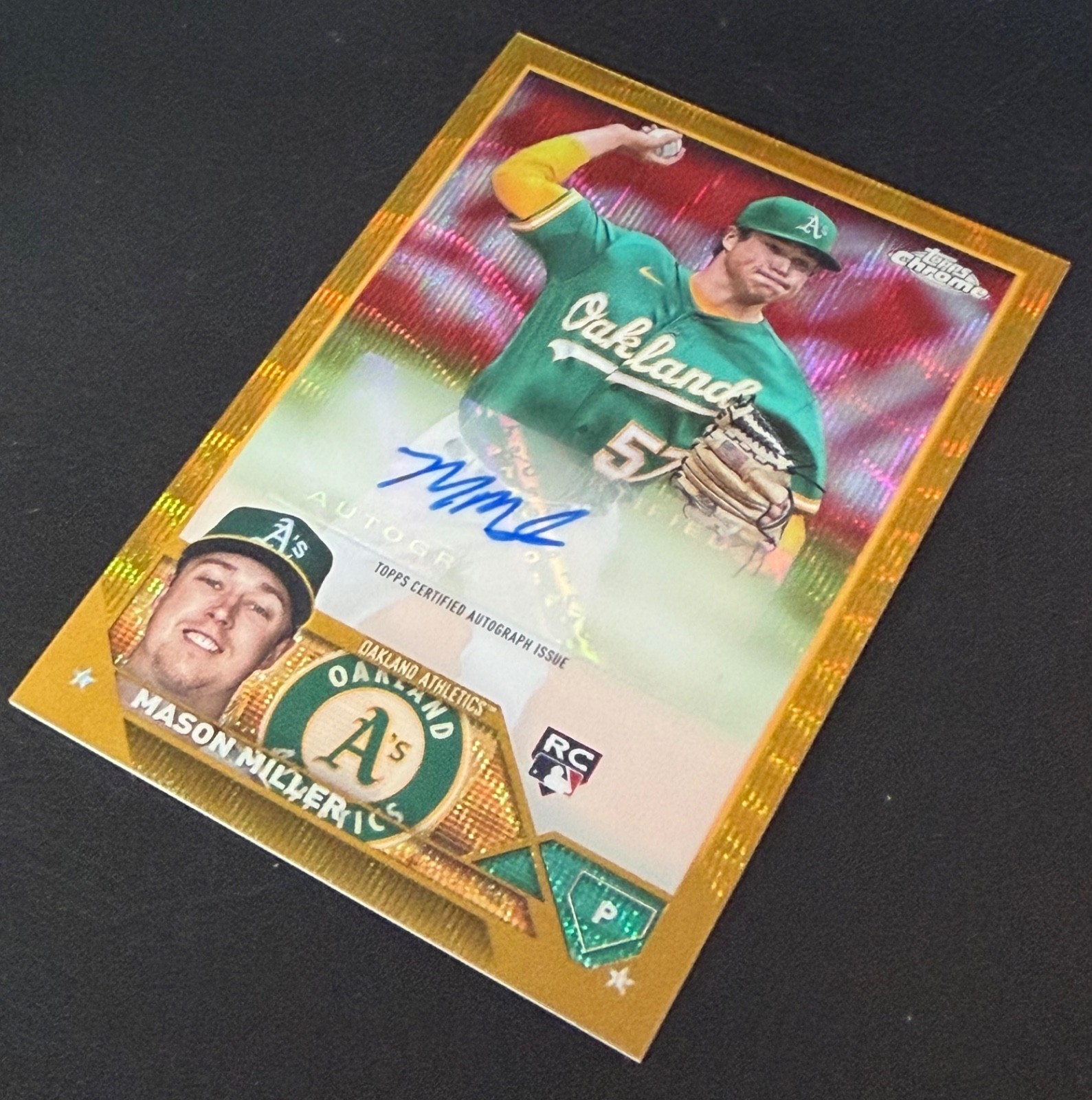 Mason Miller 2023 Topps Chrome Update Gold Wave Refractor RC Rookie Auto 19/50 view 4