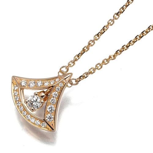 AUTH BVLGARI DIVAS' DREAM NECKLACE AU750 18K ROSE GOLD DIAMOND JEWELRY F/S