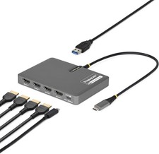 Image of StarTech USB-C Quad HDMI Dock 4K60 140W PD Mac M1-M5 USB4 Thunderbolt