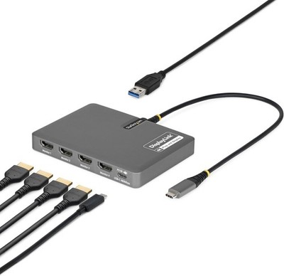StarTech USB-C Quad HDMI Dock 4K60 140W PD Mac M1-M5 USB4 Thunderbolt