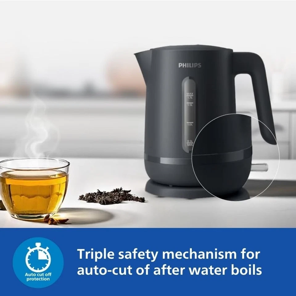 Hervidor eléctrico de doble pared Philips HD9314/90 | Capacidad 1,7 L | Potencia 1800 W Foto 3 de 4