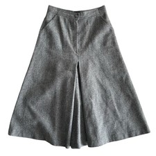 Vintage 1970s Wide Leg Wool Pleated Culottes Size XS Heritage Academia Gray