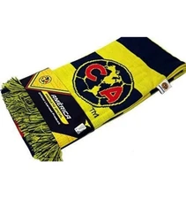 Club América CA Soccer Scarf Yellow Blue Fringed Football Fan Gear