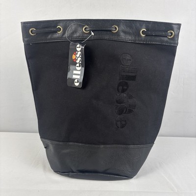 Vintage 90s Ellesse Black Drawstring Bucket Bag (A9435) NEW With Tags NOS
