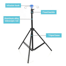 Portable Collapsible IV Pole Stand, Aluminum Alloy, 4 Hook 3 Leg, Adjustable ...