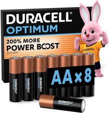 Image of 8x Duracell Optimum AA 1.5V Alkaline Batteries MX1500 High Performance Power