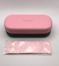 New Kate Spade Hard Medium Eyeglasses Pink Green Clamshell Case Cleaning Cloth