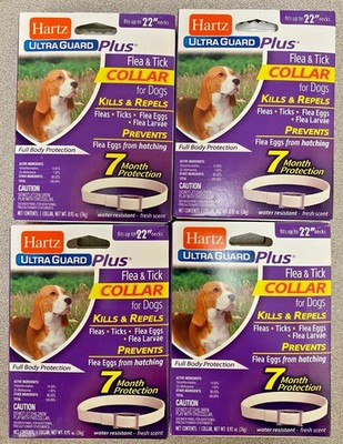 4 PK- HARTZ ULTRAGUARD PLUS FLEA & TICK DOG COLLAR 0.92 oz *PIC IS ACTUAL LOT*