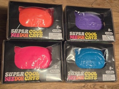 Schylling Super Needoh Cool Cats XL Squishy. Color set Pink, Blue, Purple,Orange