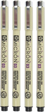 Sakura Pigma Micron 03 Black Pen 0.35Mm Line Width Pack of 4 03 