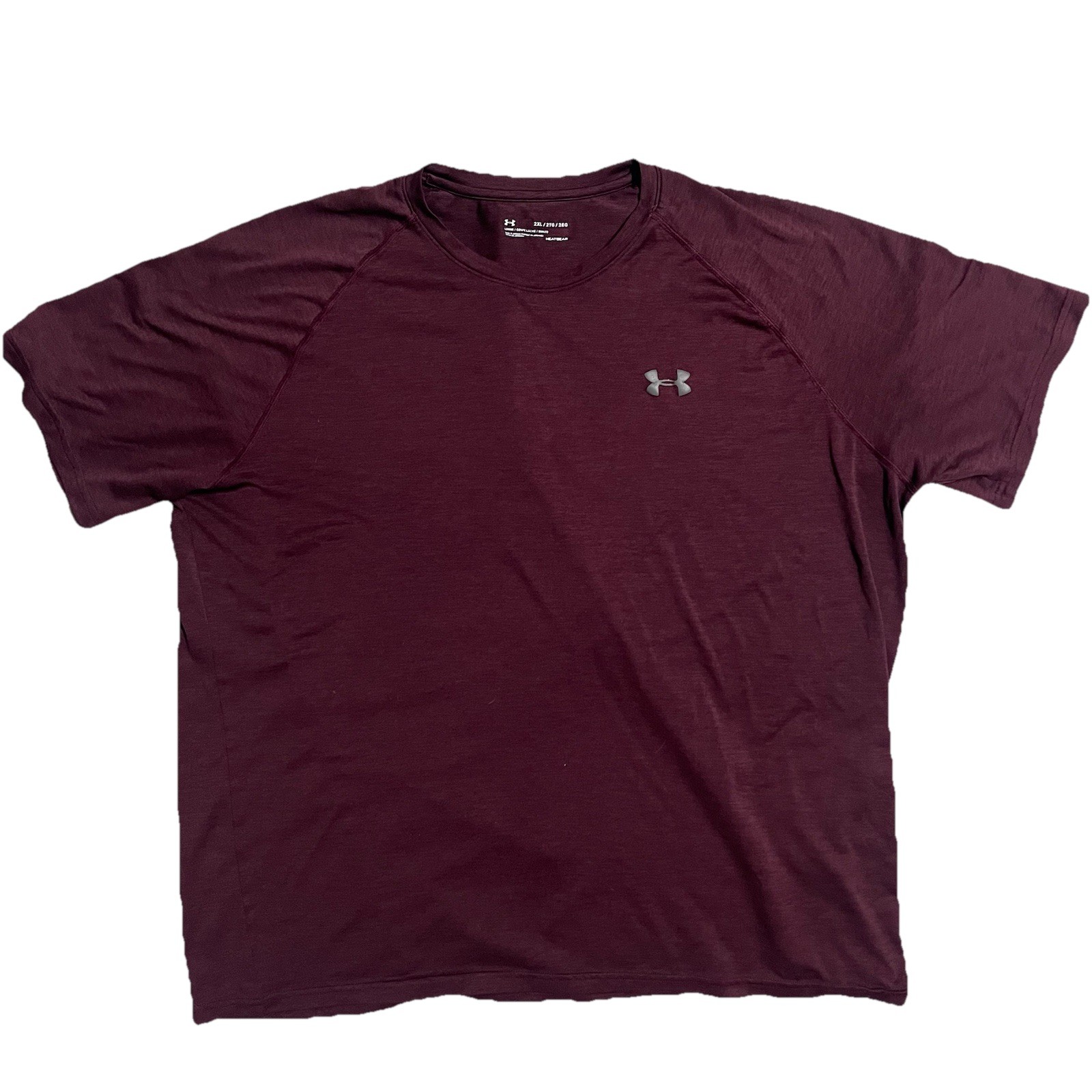 UNDER ARMOUR MENS BURGANY 2XL  heat gear Tee Shirt Active Wear Light weight