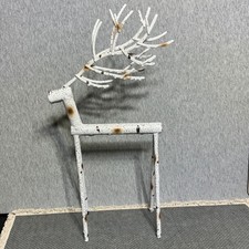 Rustic Birch Metal Reindeer Figurine Wh Speckled Antler Holiday Decor Farmhouse