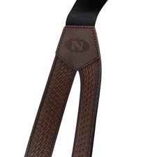 Nocona Suspenders Men XL Brown Leather Basketweave Y-Back N8512402 X