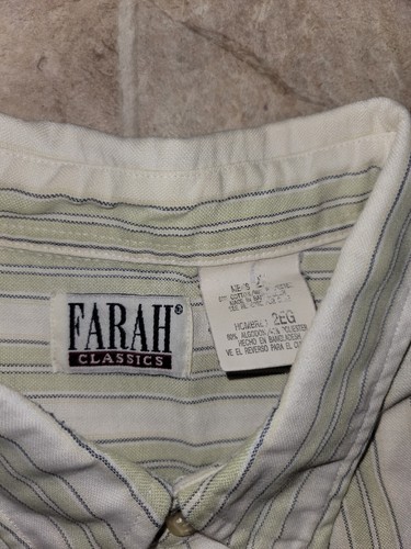 Vintage 90s Farah Classics Mens Short Green Sleeve Button Up Shirt Size 2xl - Picture 2 of 2