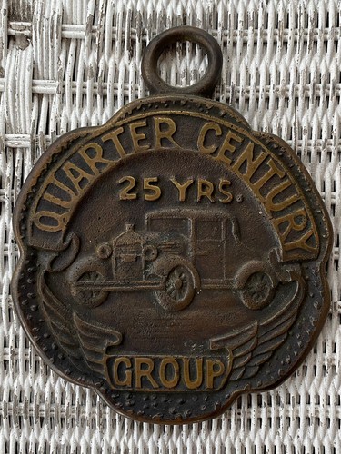 Targa vintage quarto di secolo gruppo 25 anni ottone bronzo auto d'epoca - Foto 2 di 3