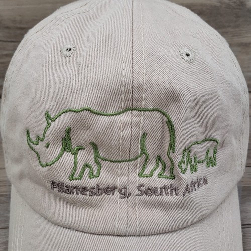 Pilanesberg South Africa Hat Cap Rhinos Graphic Beige Chino Embroidered Strap - Picture 2 of 9