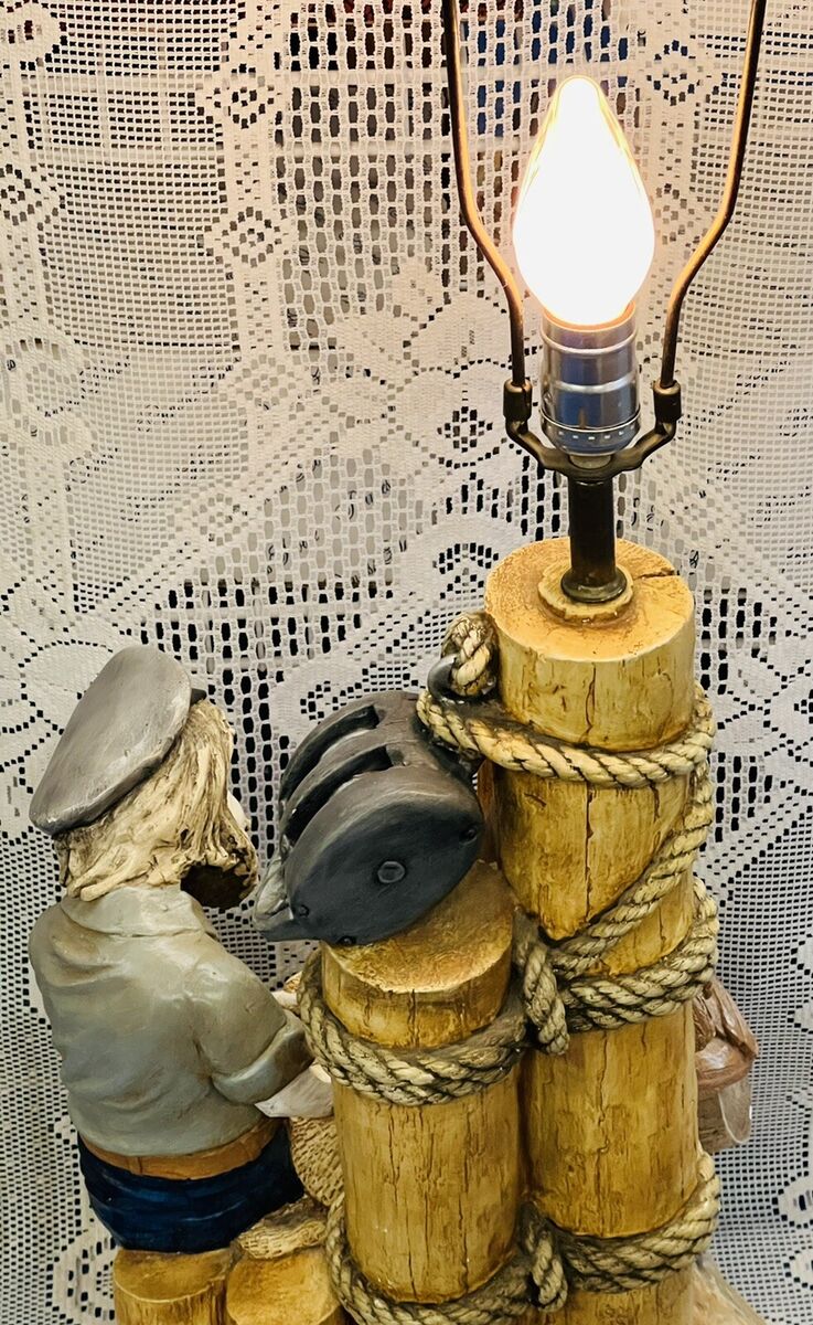 Apsit Bros Of California Vintage Lamp Antique Fisherman Nautical Sea