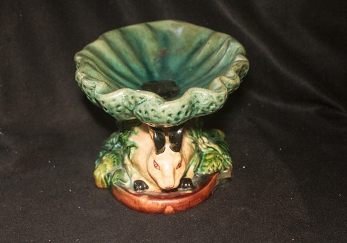 Two Rabbits Pedestal Pottery Compote/ French Cottage Bowl - Picture 2 of 6
