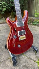 Left Handed PRS Wood Library Custom 24 Electric Guitar. Fire Red