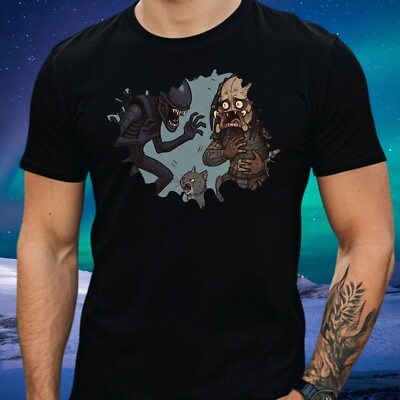 Herren T-Shirt Raubtier von Kätzchen überrascht Motiv Baumwolle Größe XS bis 5XL