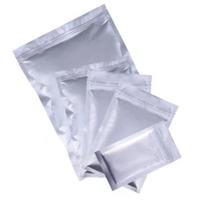100/200/500 Heavy Duty Silver Aluminum Flat Resealable Zipper Seal Food Bags