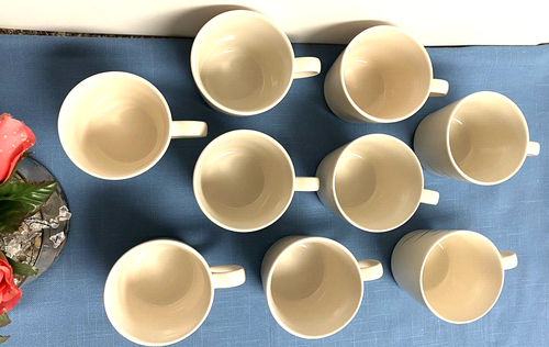 Set of 9 Corelle Coordinates Stoneware Ivory Coffee Tea Mugs Cups Wheat Design - Picture 7 of 8