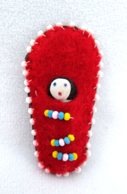 Vintage Native American Indian Mini Papoose Doll Pin Brooch