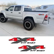 For Toyota Tacoma Tundra 2pcs Chrome Red 4X4 Off Road Rear Side Decal Sticker