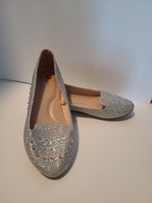 Larissa79k Child Rhinestone silve Ballet Loafer -Girl Kids Glitter Crystal Flats