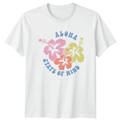 Aloha State Of Mind T-Shirt Hibiskus Blumen Grafik Strand Sommer