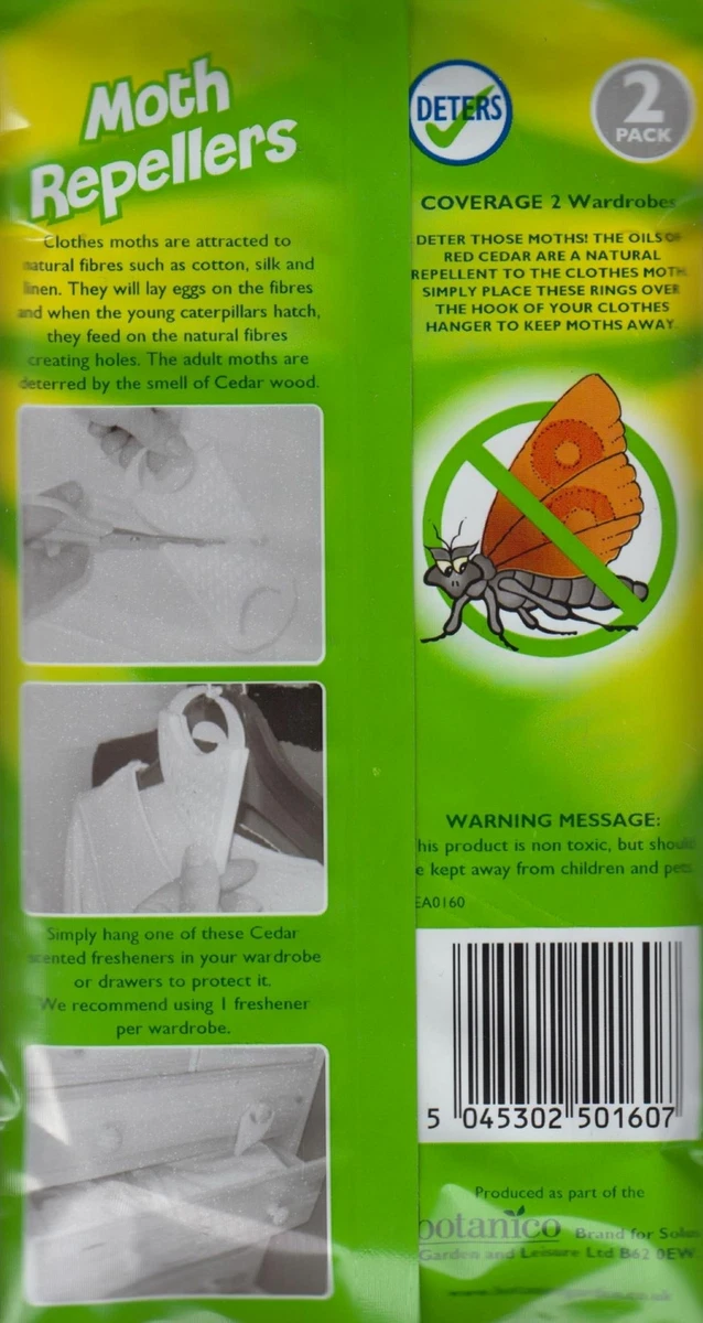 Wardrobe Moth Repellent Pest Control Pack Of 2 Deters Freshens Red Cedar Oil