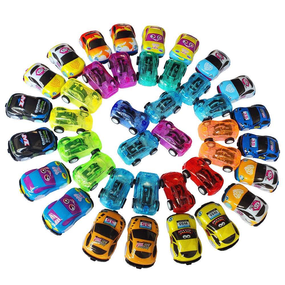 Himeeu 40 Pcs Pull Back Vehicles Mini Car Toys Friction Powered Racing Cars f...