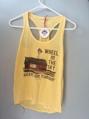 Wild Lucille Yellow Racerback Tank Top ''Wheel In The Sky'' women Graphic tee