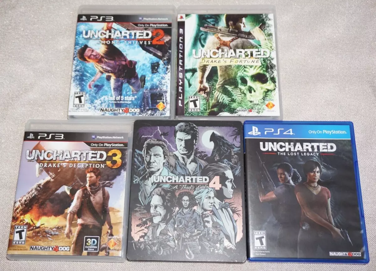 PS3 Uncharted 2, 3, and PS4 Uncharted 4 (Sony PlayStation 3) Complete Lot