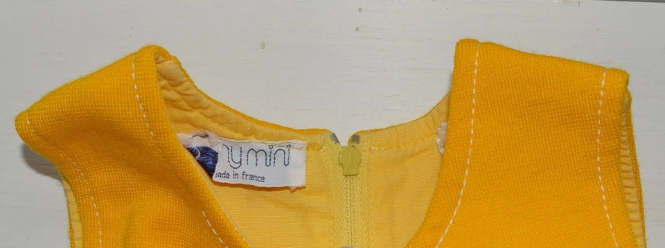 Vêtement enfant ancienne robe jaune fille 18 mois CATHYMINI vintage 70'S - Photo 4/4