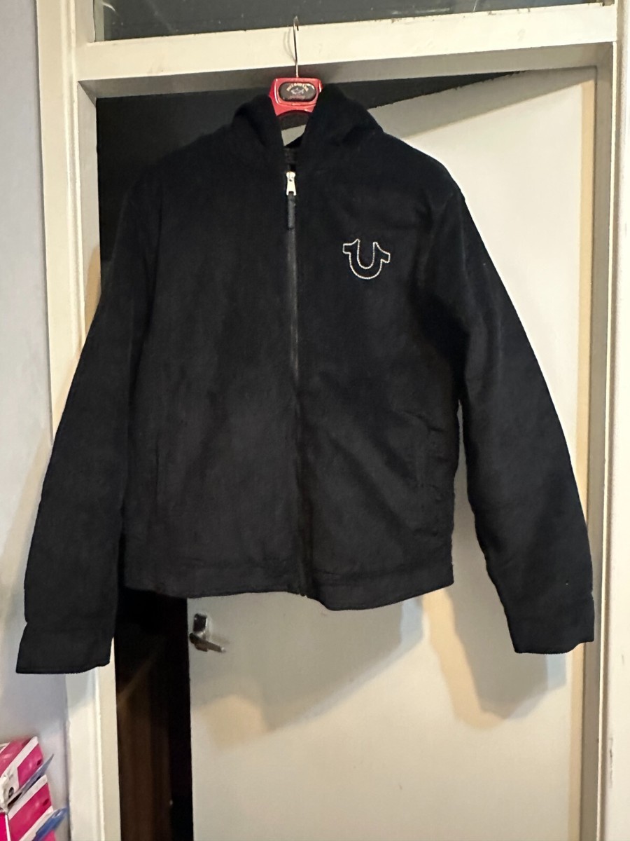 True Religion Men's Horseshoe Vintage Corduroy Jet Black Hooded