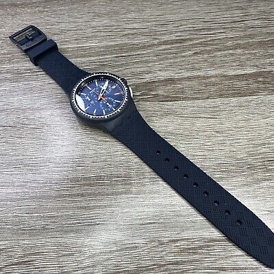NEW✓ Swatch GARA IN BLU Navy Blue Men's Chronograph 42mm NEW✓ Swatch GARA IN BLU Navy Blue Men's Chronograph 42mm