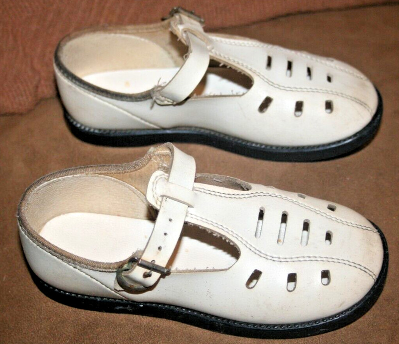 White Girls T-Strap Shoes - Hard Sole
