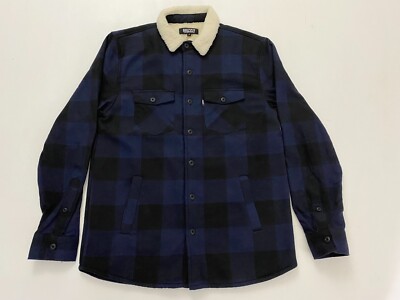 Grizzly Griptape Men s Flannel Long Sleeve Button Down Blue/Black Shirt Size M