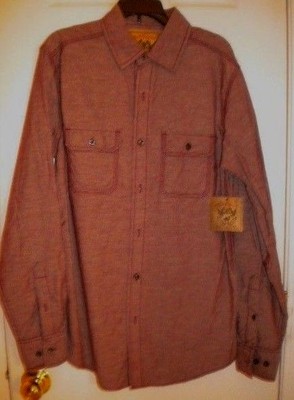 Size Small RED CAMEL Men's Roll S Maroon Shirt Button Up, 2 Front Pockets NWT