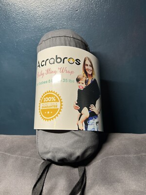 Acrabros Baby Sling Wrap Carrier Grey Hands Free For Babies 8lbs To 35lbs NEW