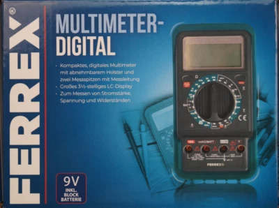 Ferrex Digital-Multimeter Voltmeter Widerstand Stromstärke Ampermeter Tester - Bild 1 von 4