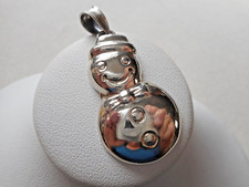 Sterling Silver Puffy Jolly Snowman Pendant  298121