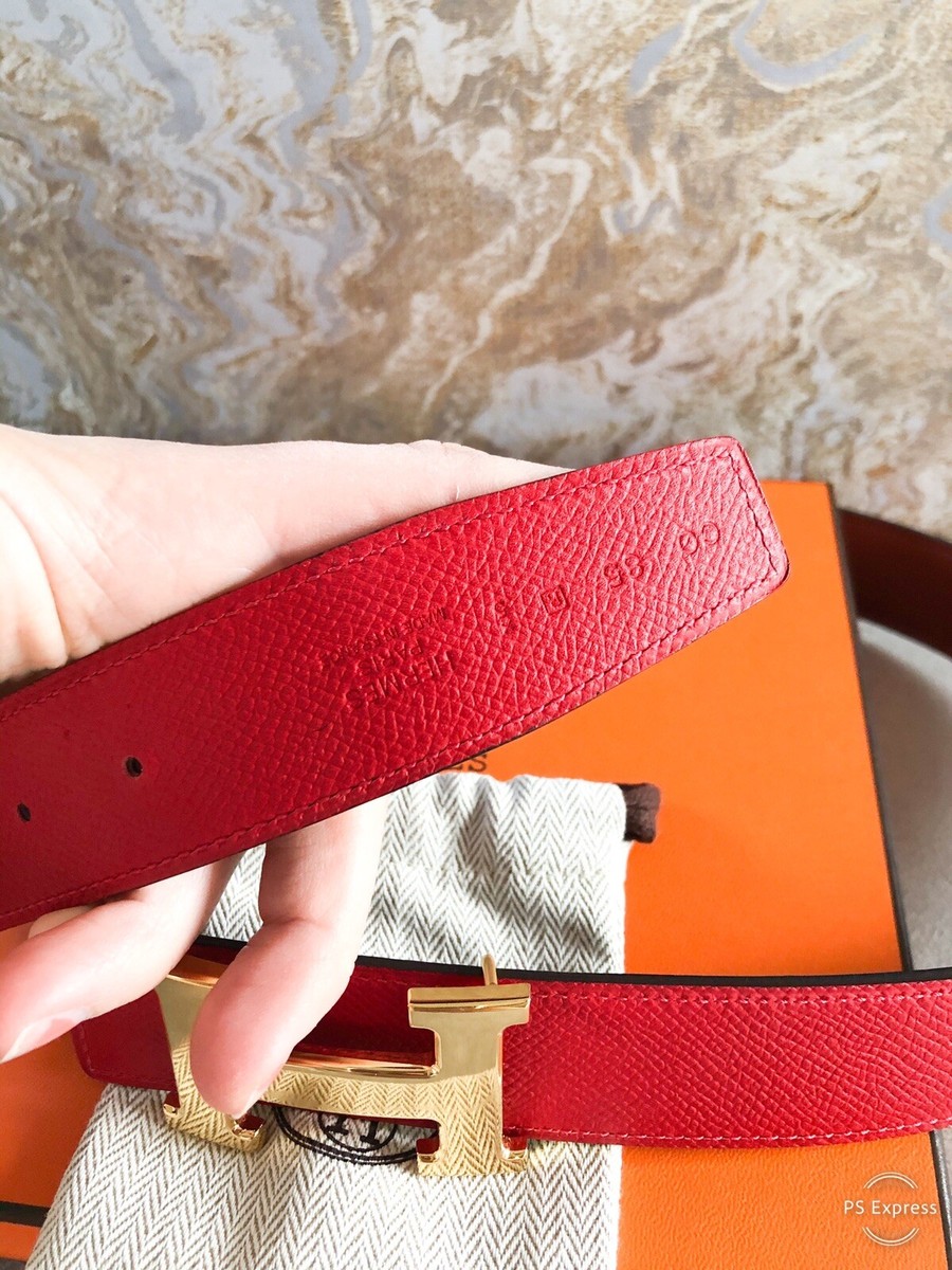 Hermès Swift Epsom Casaque Rouge H 32mm Reversible Belt Sz  display picture 3