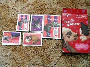 Lot 21 Vintage American Greetings Pet Tales Valentines + 1 Powerpuff Candy Box