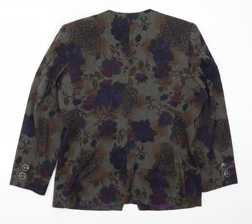 Kasper Womens Purple Floral Jacket Size 12 Button - Image 2 of 4