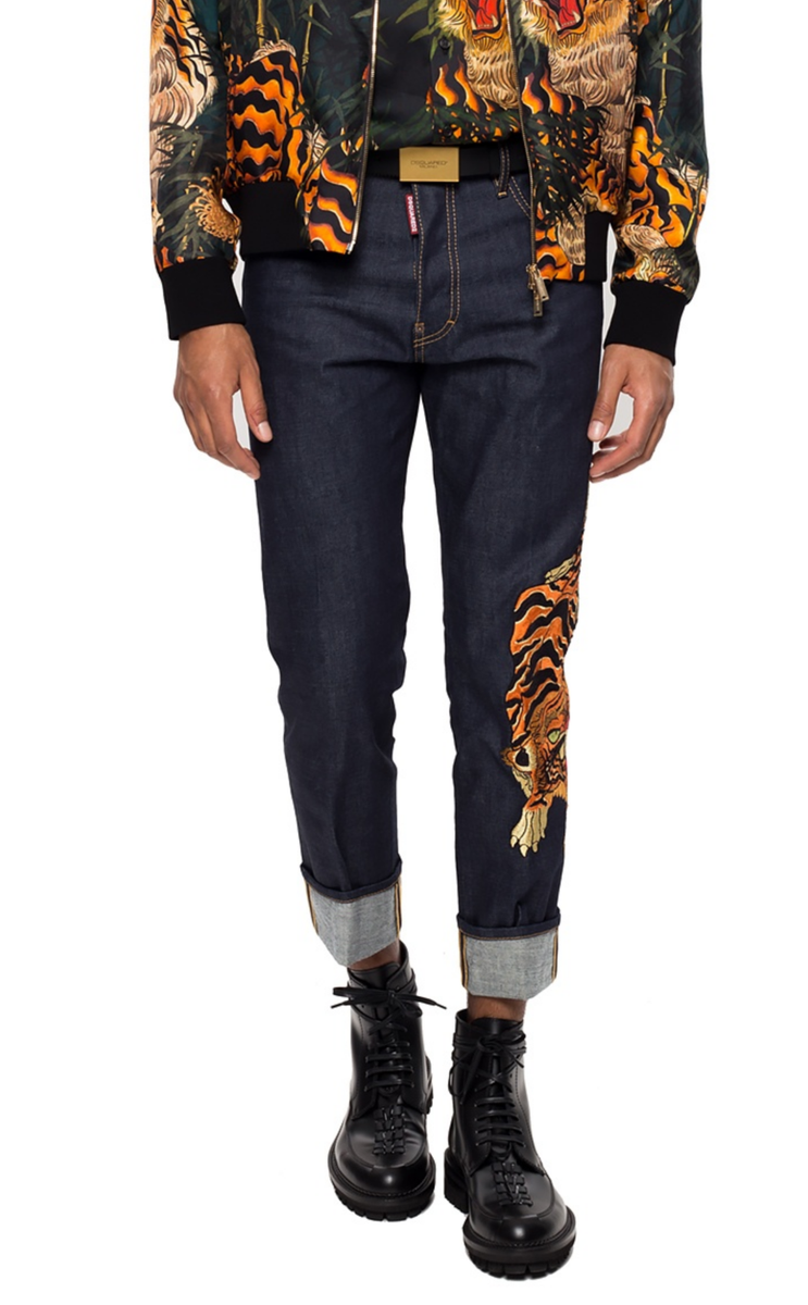 Dsquared2 Jeans Tiger-Embroidery Run Dan Sold Out S71lb0746 Dsquared2 Jeans Tiger-Embroidery Run Dan Sold Out S71lb0746