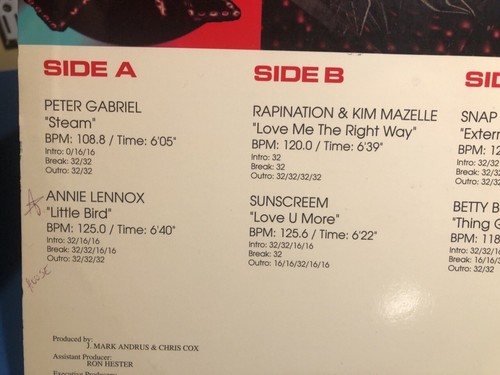 HOT TRACKS 12-1 1993 Pop Vinyl DJ Mixes ANNIE LENNOX NIGHTCRAWLERS SNAP - Picture 2 of 5